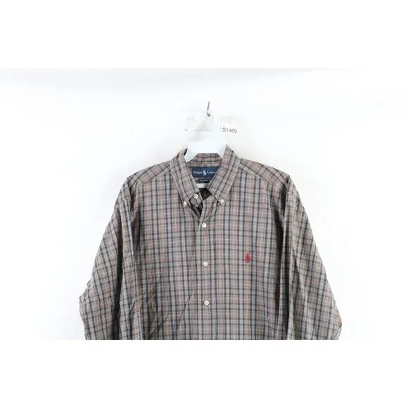 Vintage Ralph Lauren Mens Medium Faded Collared Long Sleeve Button Shirt Plaid - Picture 2 of 6